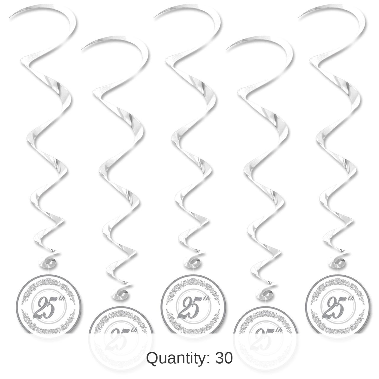 30 Piece Bulk 25th Anniversary Whirls- Silver