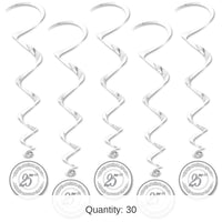 30 Piece Bulk 25th Anniversary Whirls- Silver
