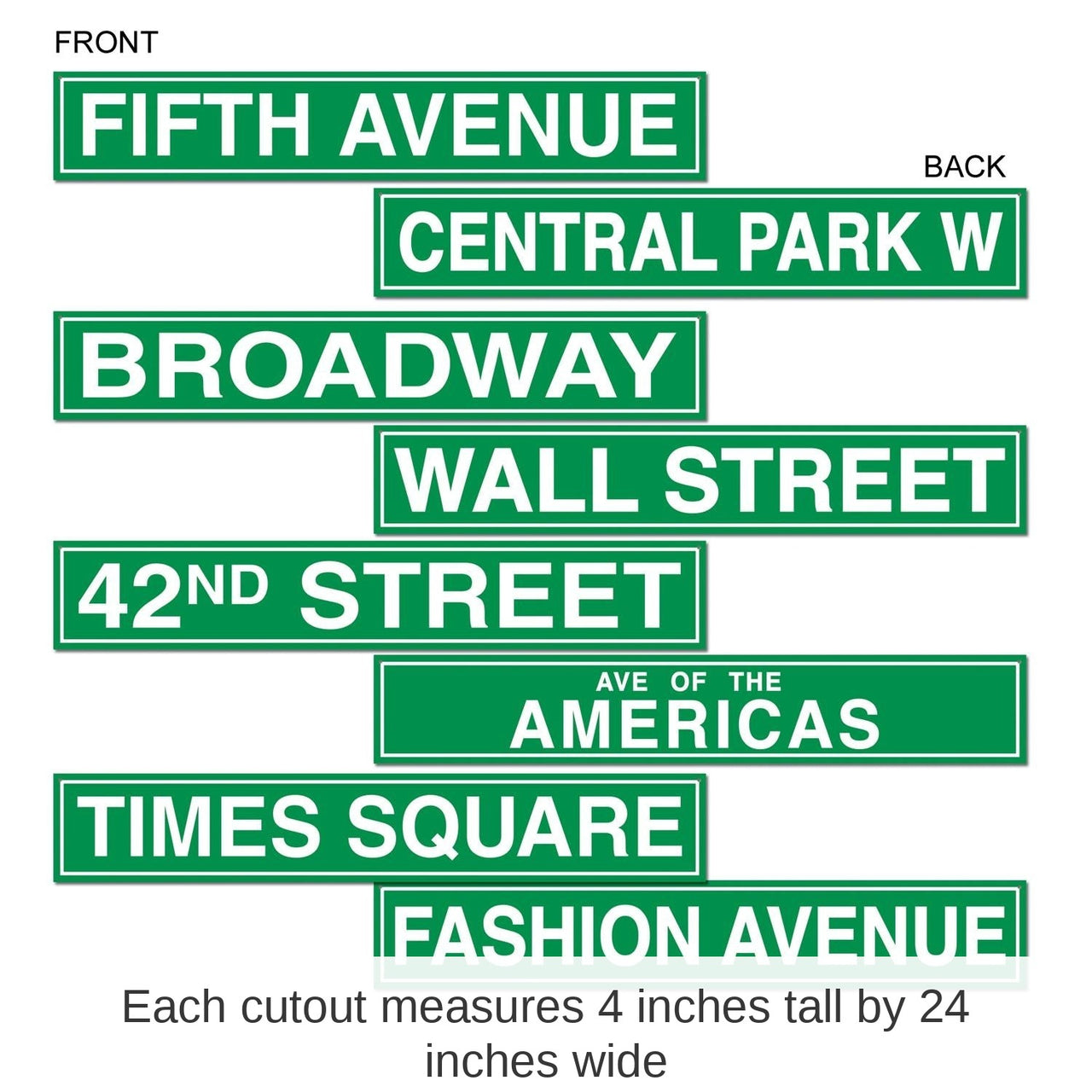 48 Pack Bulk New York City Street Party Sign Cutouts