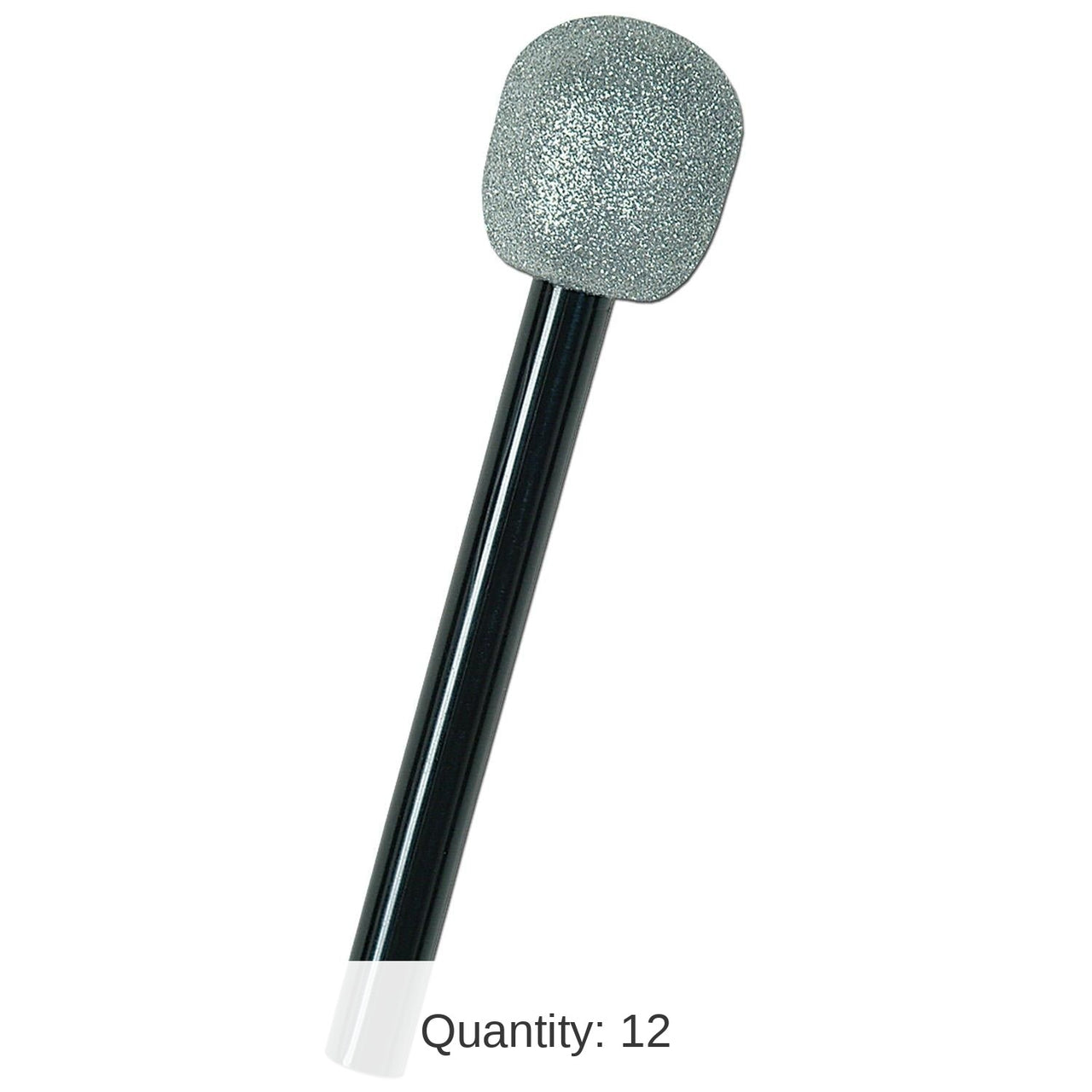 12 Pack Bulk Glittered Microphone - silver/black