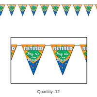 12 Pack Bulk Retired The Fun Begins! Party Pennant Banner