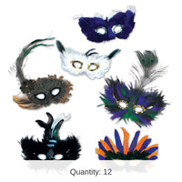 12 Pack Bulk Mardi Gras Majestic Masks
