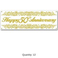 12 Pack Bulk 50th Anniversary Sign Banner