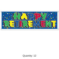 12 Pack Bulk Happy Retirement Party Sign Banner