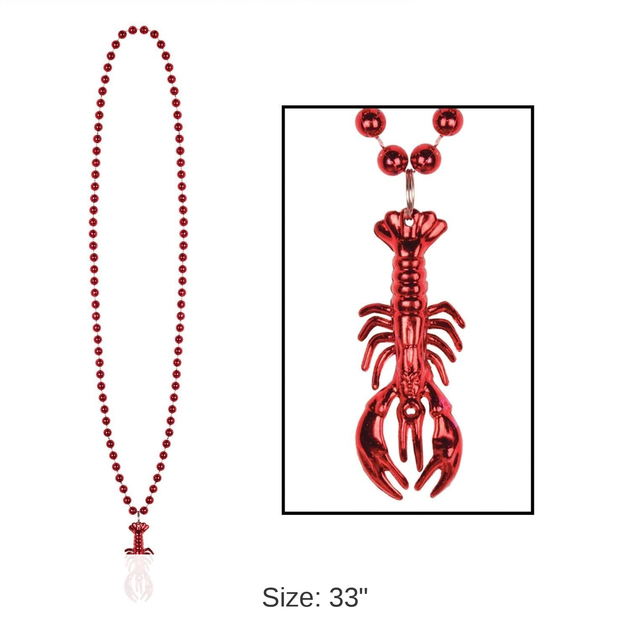 36 Pack Bulk Mardi Gras Bead Necklaces with Crawfish Medallion