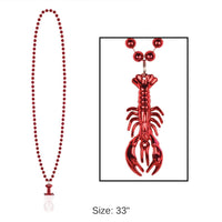 36 Pack Bulk Mardi Gras Bead Necklaces with Crawfish Medallion