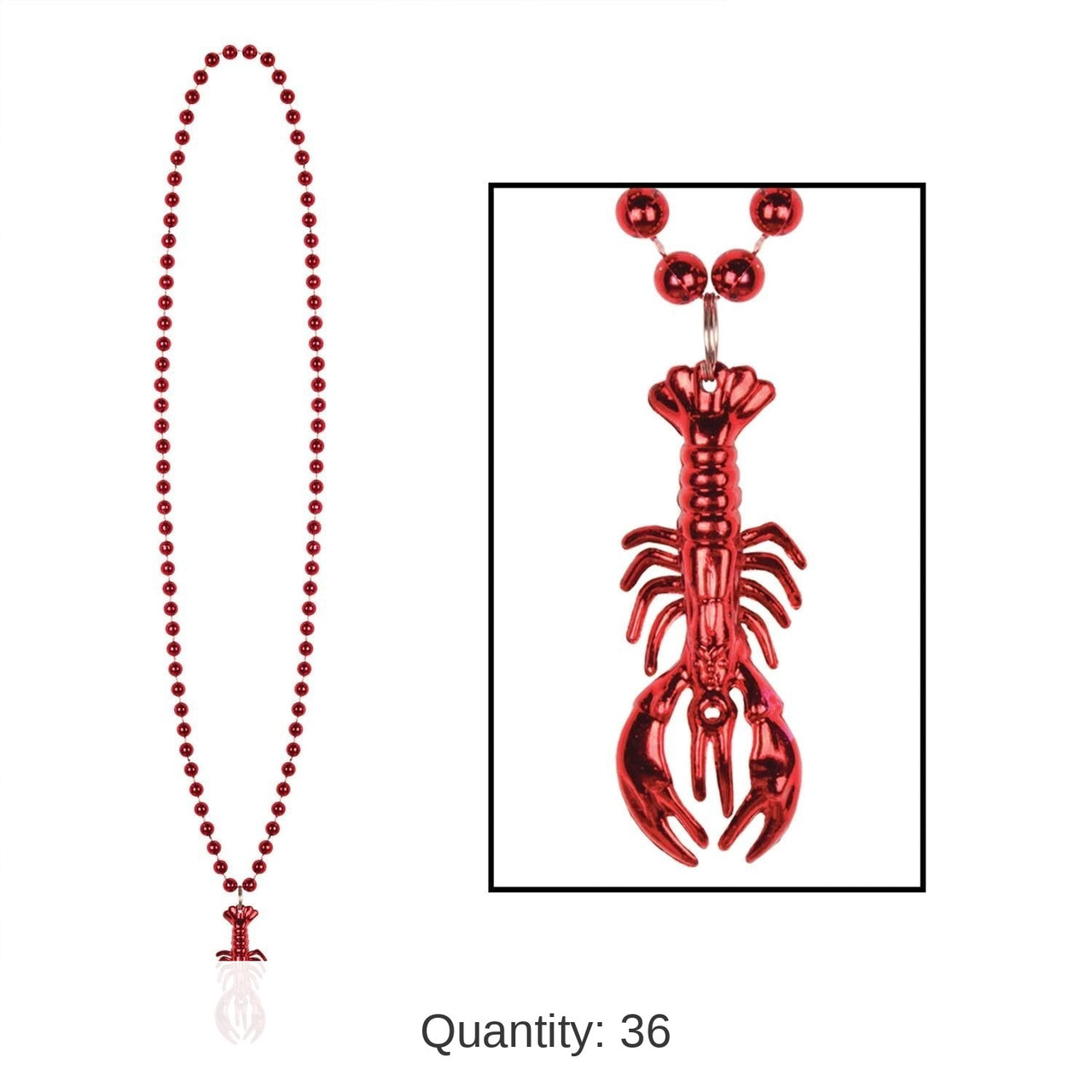 36 Pack Bulk Mardi Gras Bead Necklaces with Crawfish Medallion