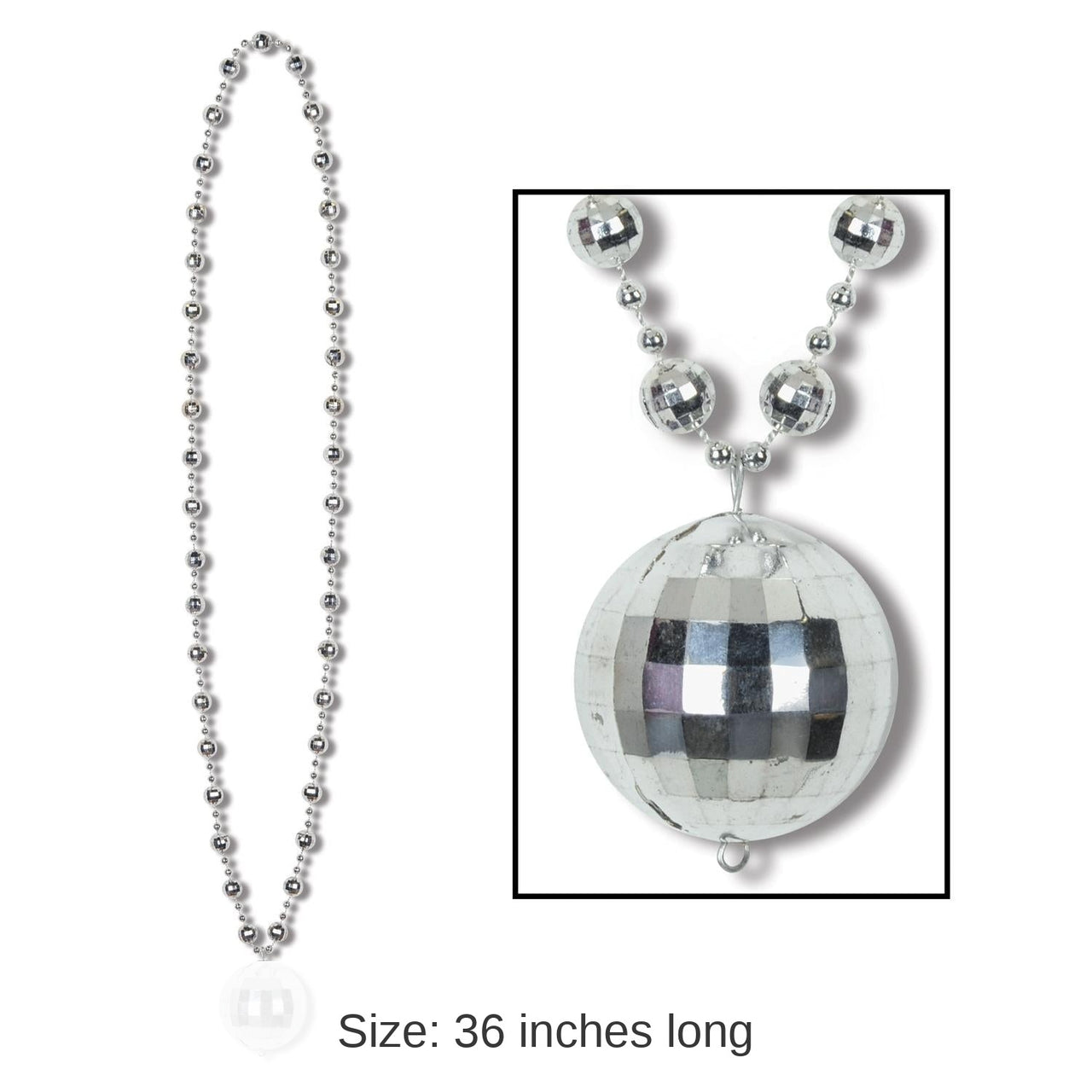 12 Pack Bulk Disco Ball Bead Necklaces with Disco Ball Medallion