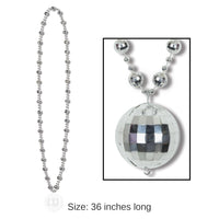 12 Pack Bulk Disco Ball Bead Necklaces with Disco Ball Medallion
