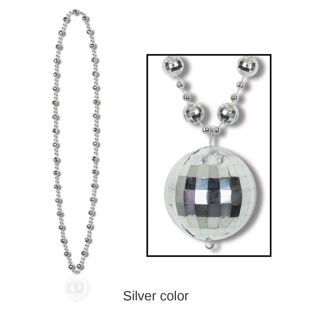12 Pack Bulk Disco Ball Bead Necklaces with Disco Ball Medallion