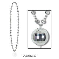 12 Pack Bulk Disco Ball Bead Necklaces with Disco Ball Medallion