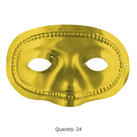 24 Pack Bulk Mardi Gras Metallic Half Mask - gold