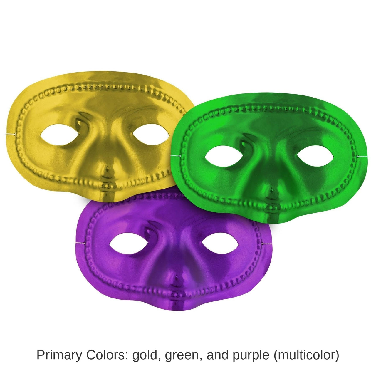 24 Pack Bulk Mardi Gras Metallic Half Masks