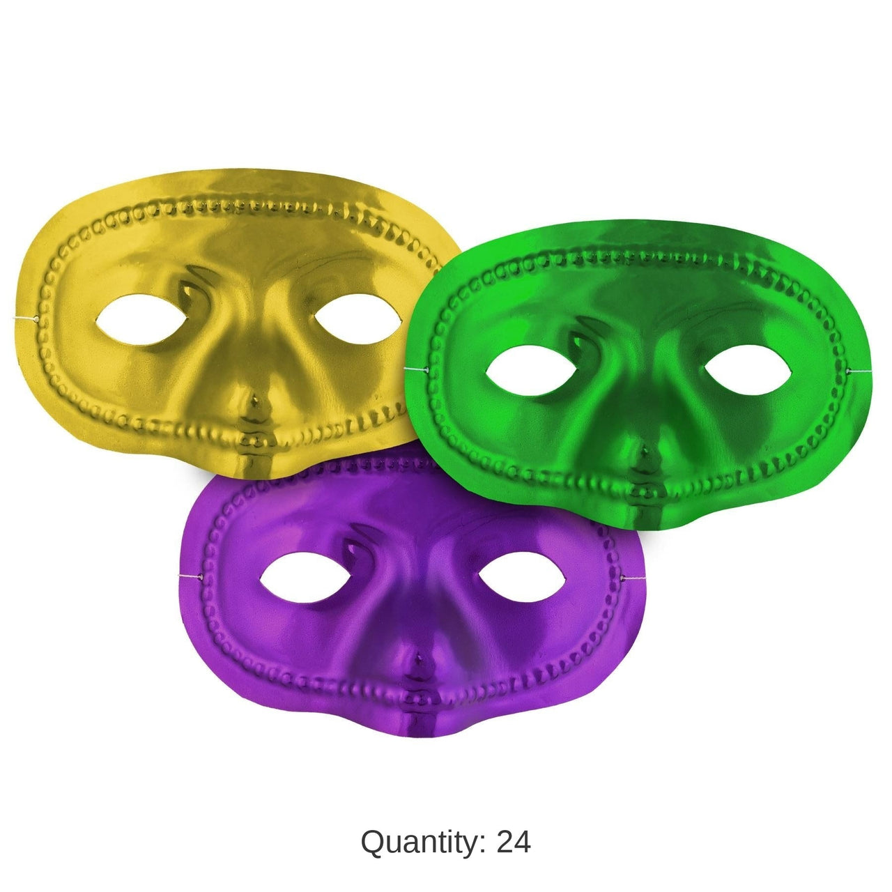 24 Pack Bulk Mardi Gras Metallic Half Masks
