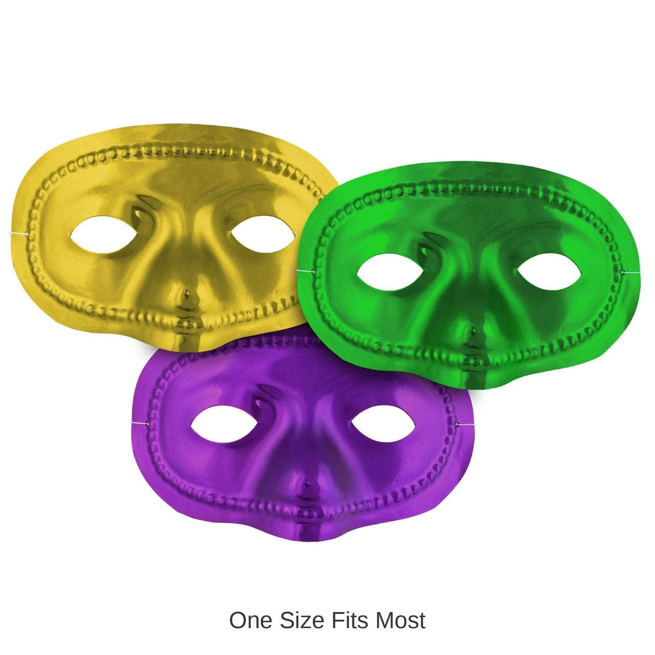 24 Pack Bulk Mardi Gras Metallic Half Masks