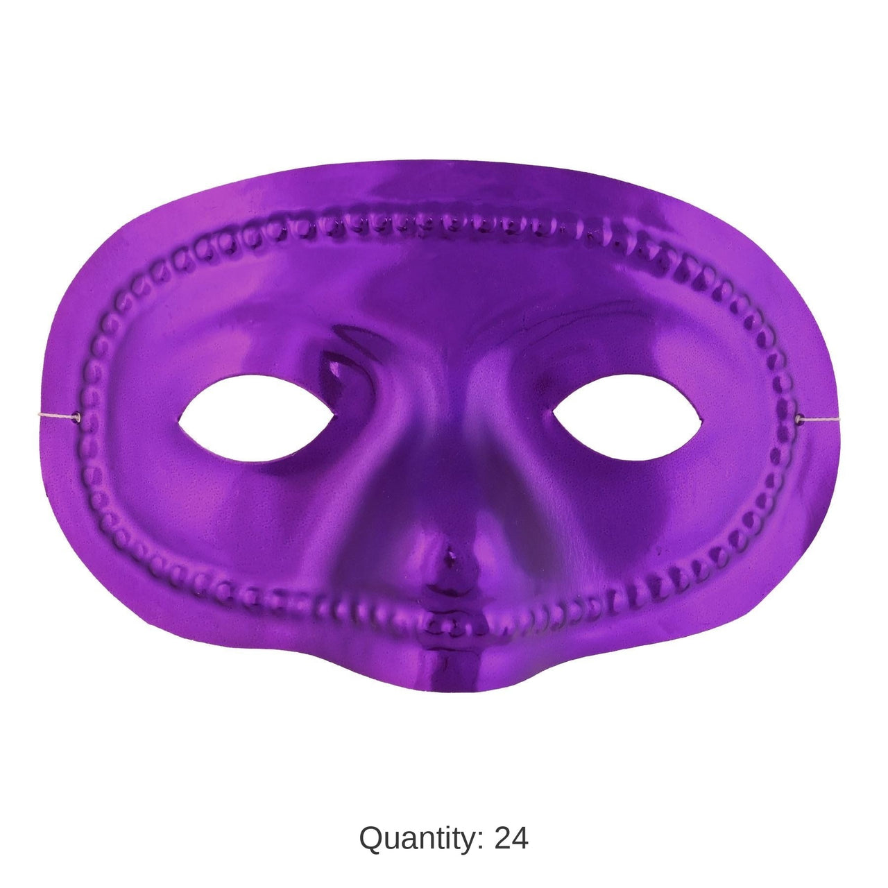 24 Pack Bulk Mardi Gras Metallic Half Mask - purple