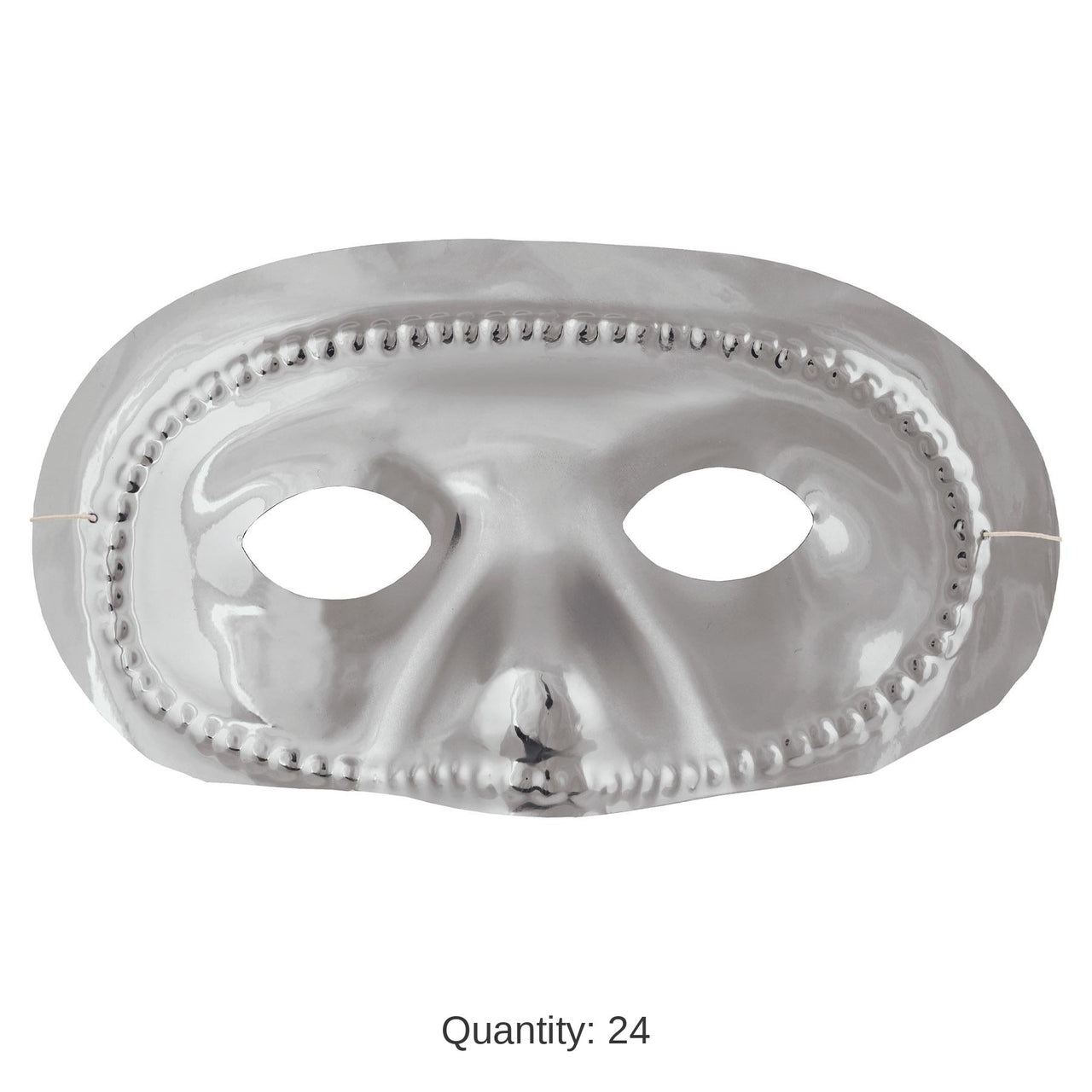 24 Pack Bulk Mardi Gras Metallic Half Mask - silver
