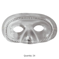 24 Pack Bulk Mardi Gras Metallic Half Mask - silver