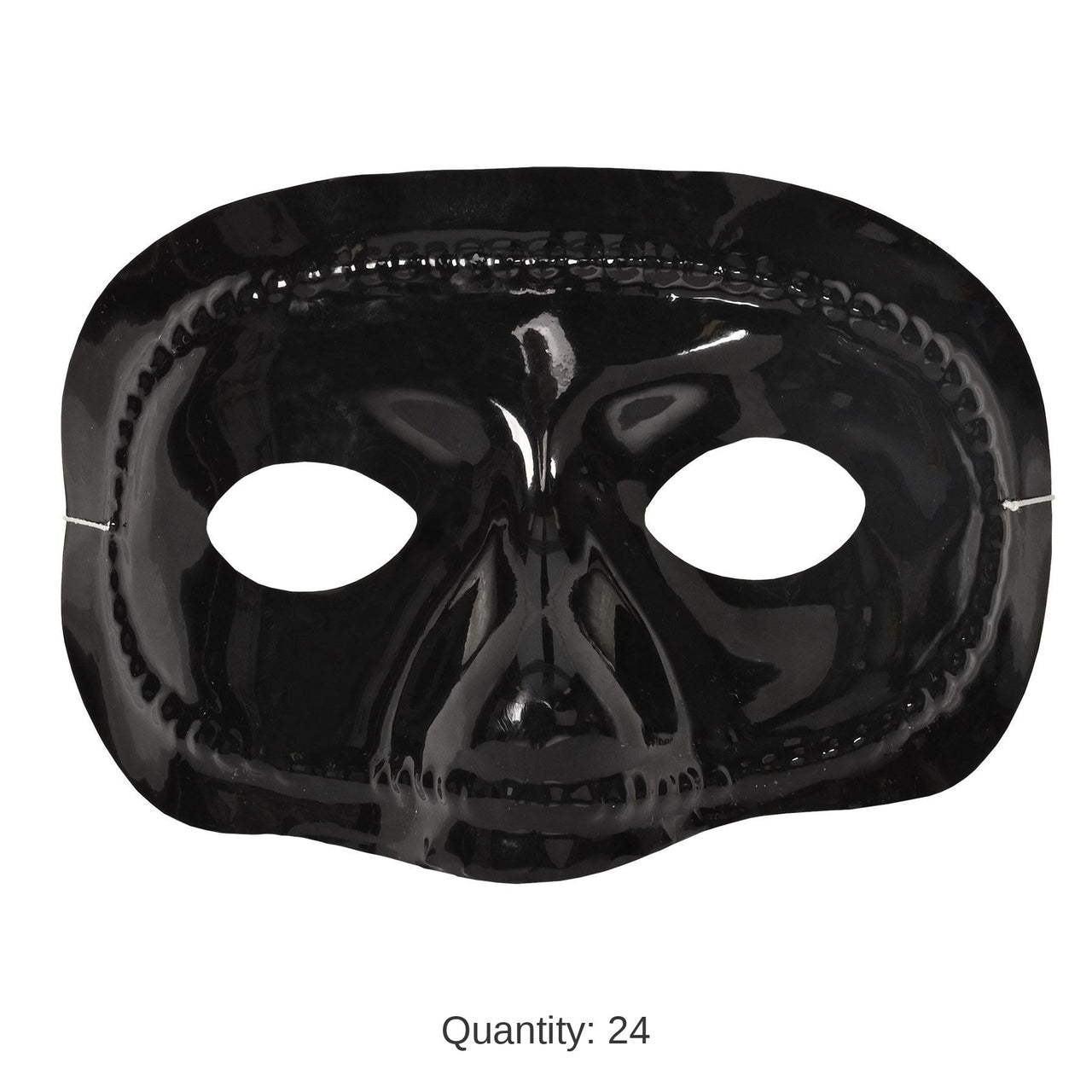 24 Pack Bulk Mardi Gras Black Half Mask