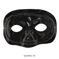 24 Pack Bulk Mardi Gras Black Half Mask