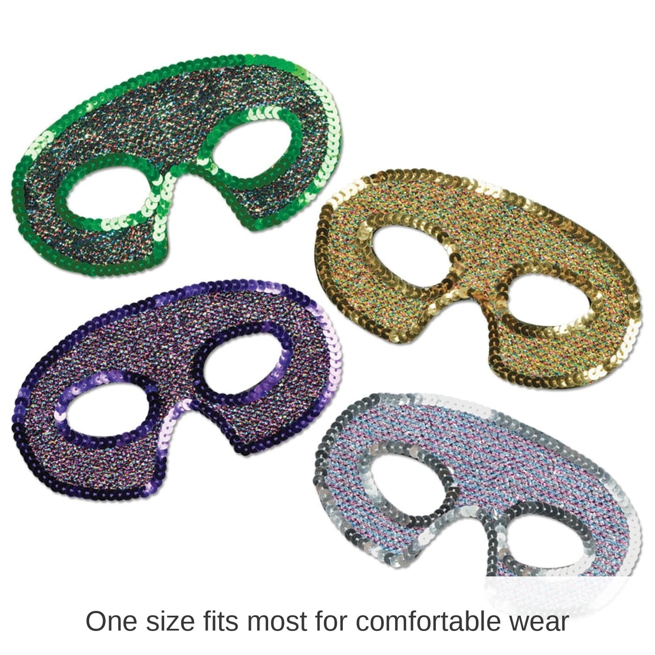 12 Pack Bulk Mardi Gras Sequin-Lame Half Masks