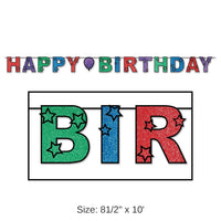 12 Pack Bulk Glittered Happy Birthday Streamer