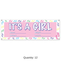 12 Pack Bulk It's A Girl Sign Banner