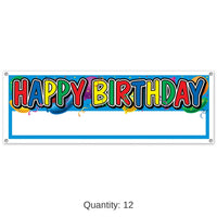 12 Pack Bulk Happy Birthday Sign Banner