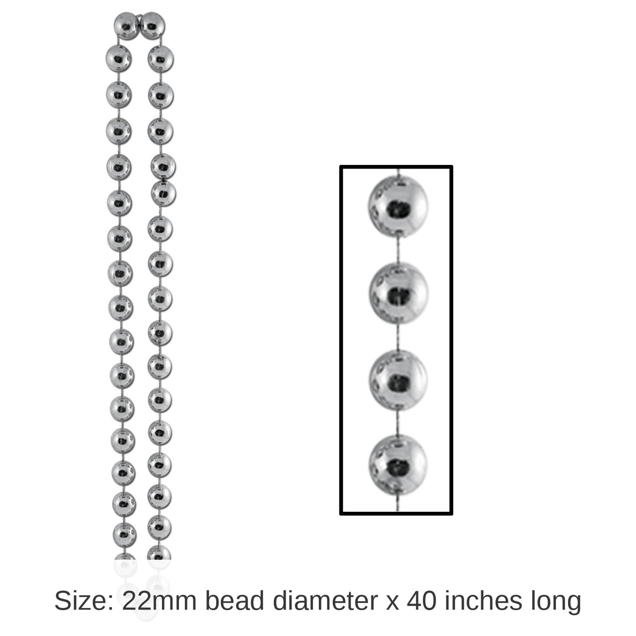 12 Pack Bulk Jumbo Party Bead Necklaces - silver