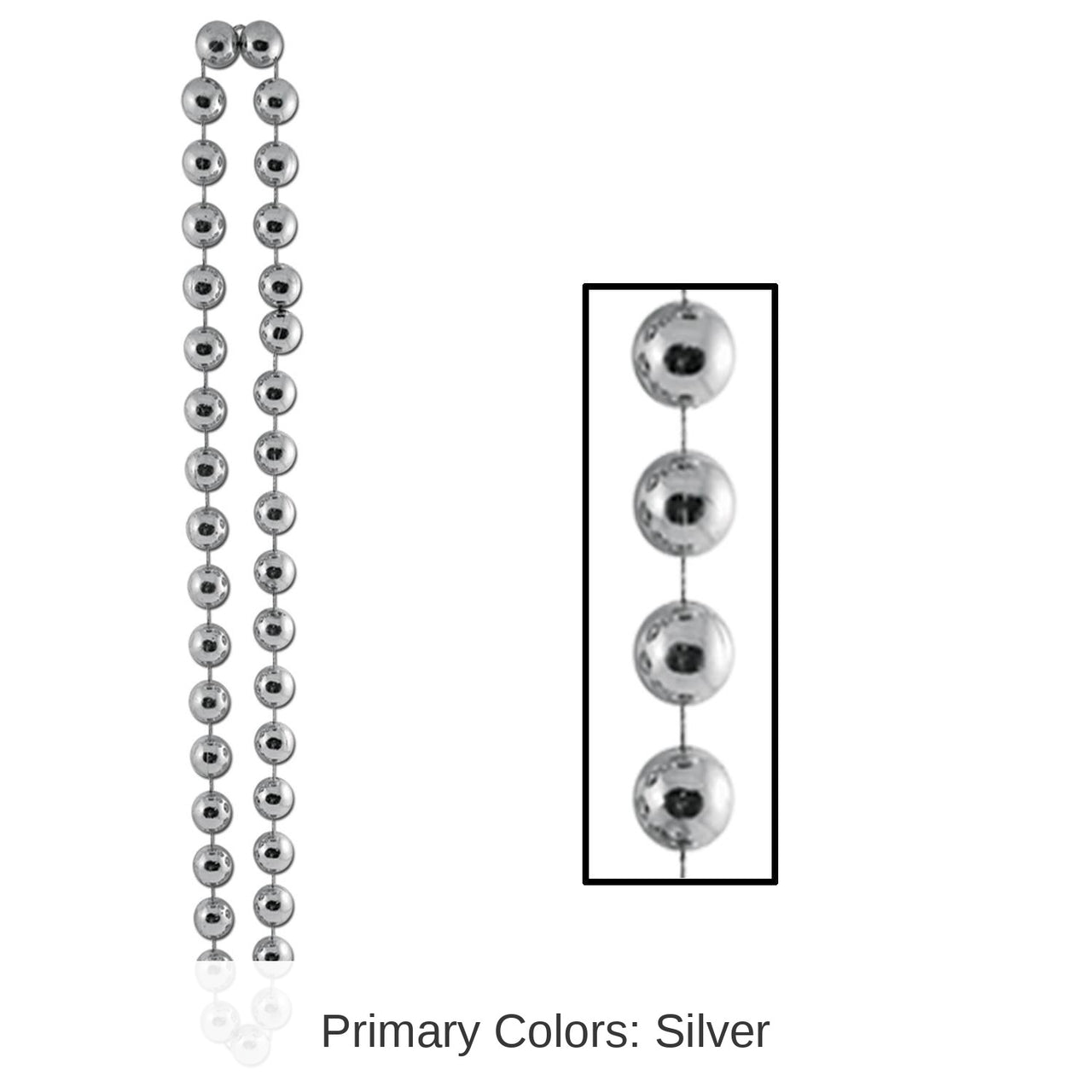 12 Pack Bulk Jumbo Party Bead Necklaces - silver