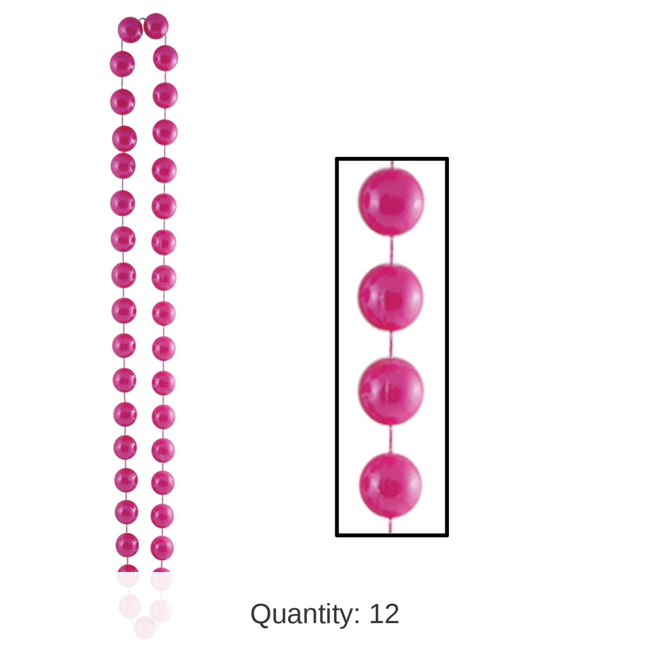 12 Pack Bulk Jumbo Party Bead Necklaces - pearl pink