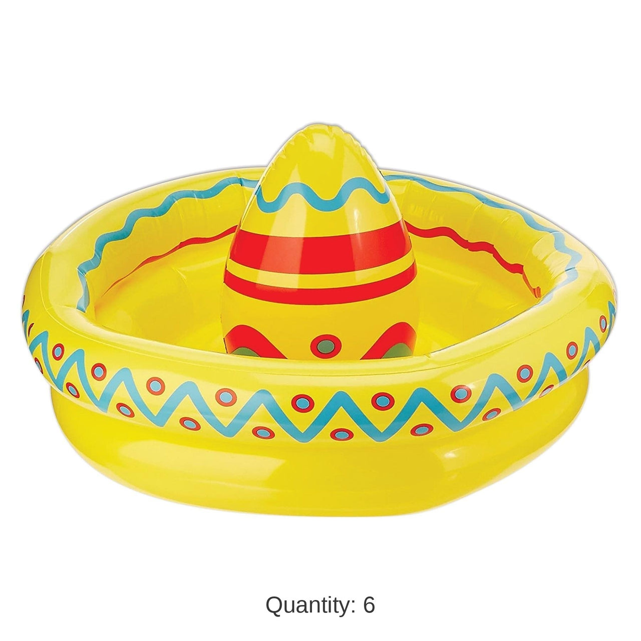 6 Pack Bulk Fiesta Inflatable Sombrero Cooler