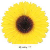 12 Pack Bulk Sunflower Party Fan