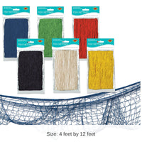 12 Pack Bulk Luau Party Fish Netting, Asst colors