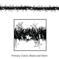 12 Pack Bulk Metallic Star Party Garland - black/silver