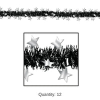 12 Pack Bulk Metallic Star Party Garland - black/silver