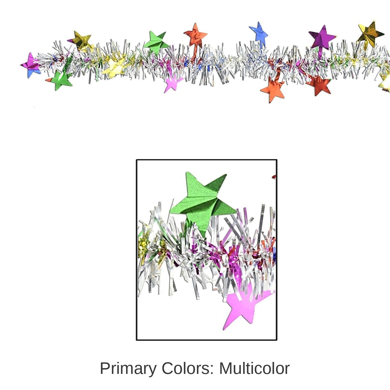 12 Pack Bulk 12 ft Metallic Star Party Garland - multi-color