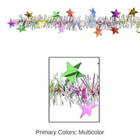 12 Pack Bulk 12 ft Metallic Star Party Garland - multi-color