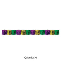 6 Pack Bulk Mardi Gras 2-Ply Diamond Metallic Fringe Drape