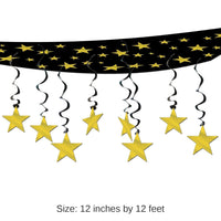 6 Pack Bulk The Stars Are Out Party Ceiling Decoration - black/gold