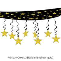 6 Pack Bulk The Stars Are Out Party Ceiling Decoration - black/gold