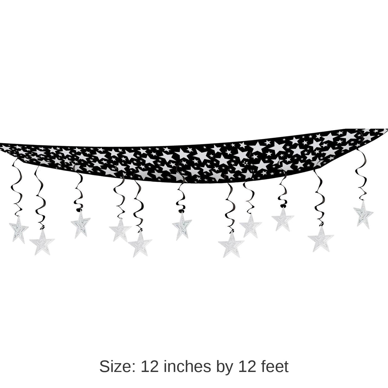 6 Pack Bulk The Stars Are Out Party Ceiling Decoration - black/silver