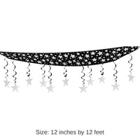 6 Pack Bulk The Stars Are Out Party Ceiling Decoration - black/silver