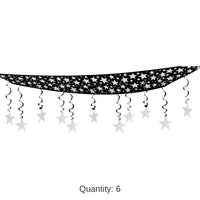 6 Pack Bulk The Stars Are Out Party Ceiling Decoration - black/silver