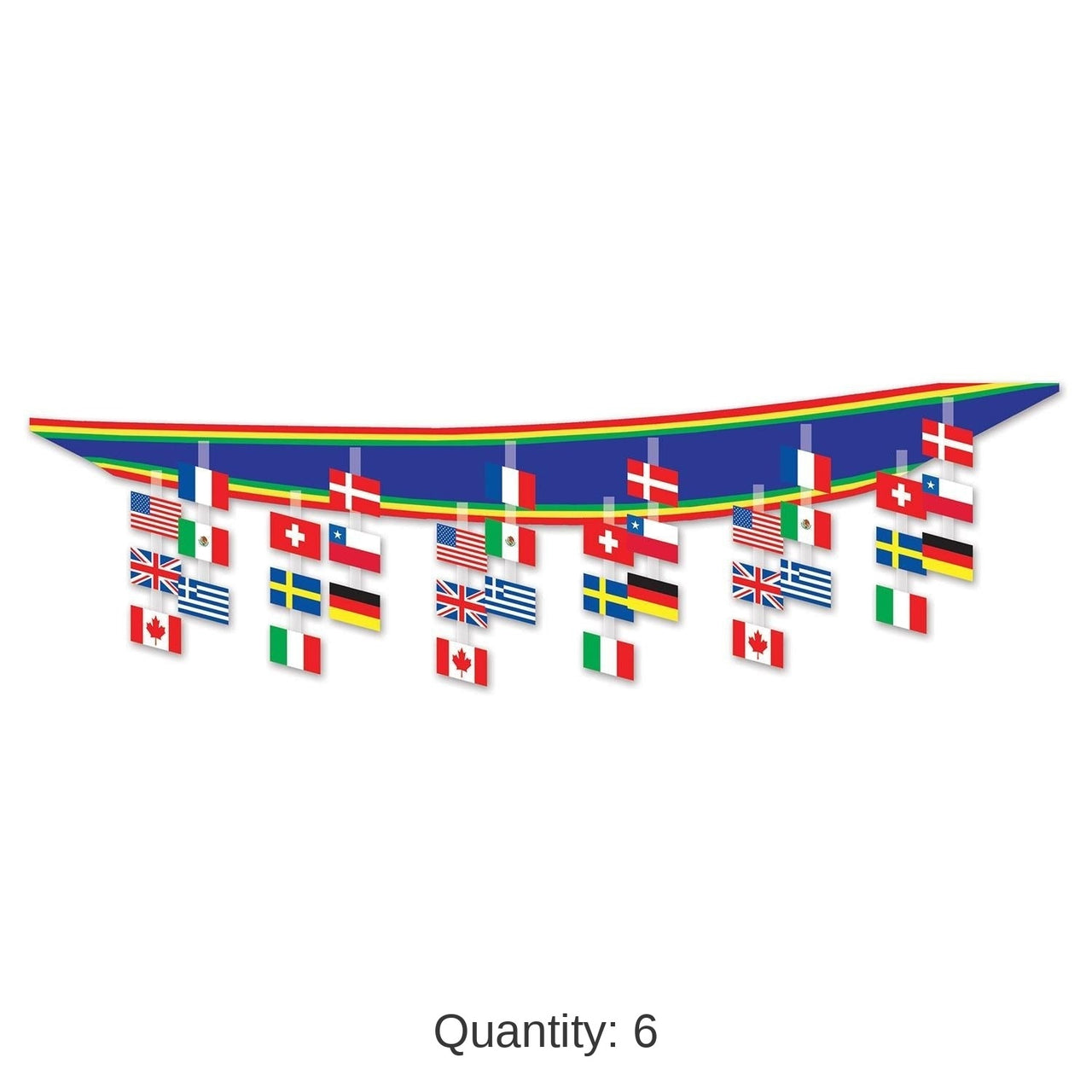 6 Pack Bulk International Flag Ceiling Party Decor