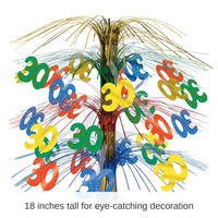 6 Pack Bulk 30th Birthday Party Cascade Centerpiece - multi-color