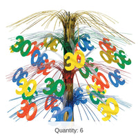 6 Pack Bulk 30th Birthday Party Cascade Centerpiece - multi-color