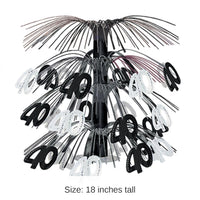 6 Pack Bulk 40th Birthday Party Cascade Centerpiece - black/silver