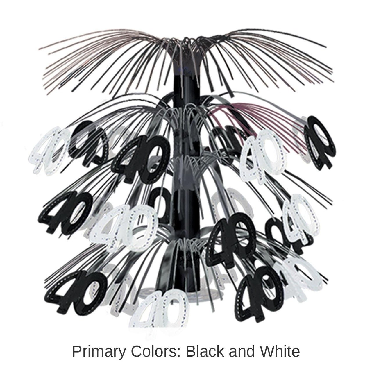 6 Pack Bulk 40th Birthday Party Cascade Centerpiece - black/silver