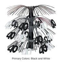 6 Pack Bulk 40th Birthday Party Cascade Centerpiece - black/silver